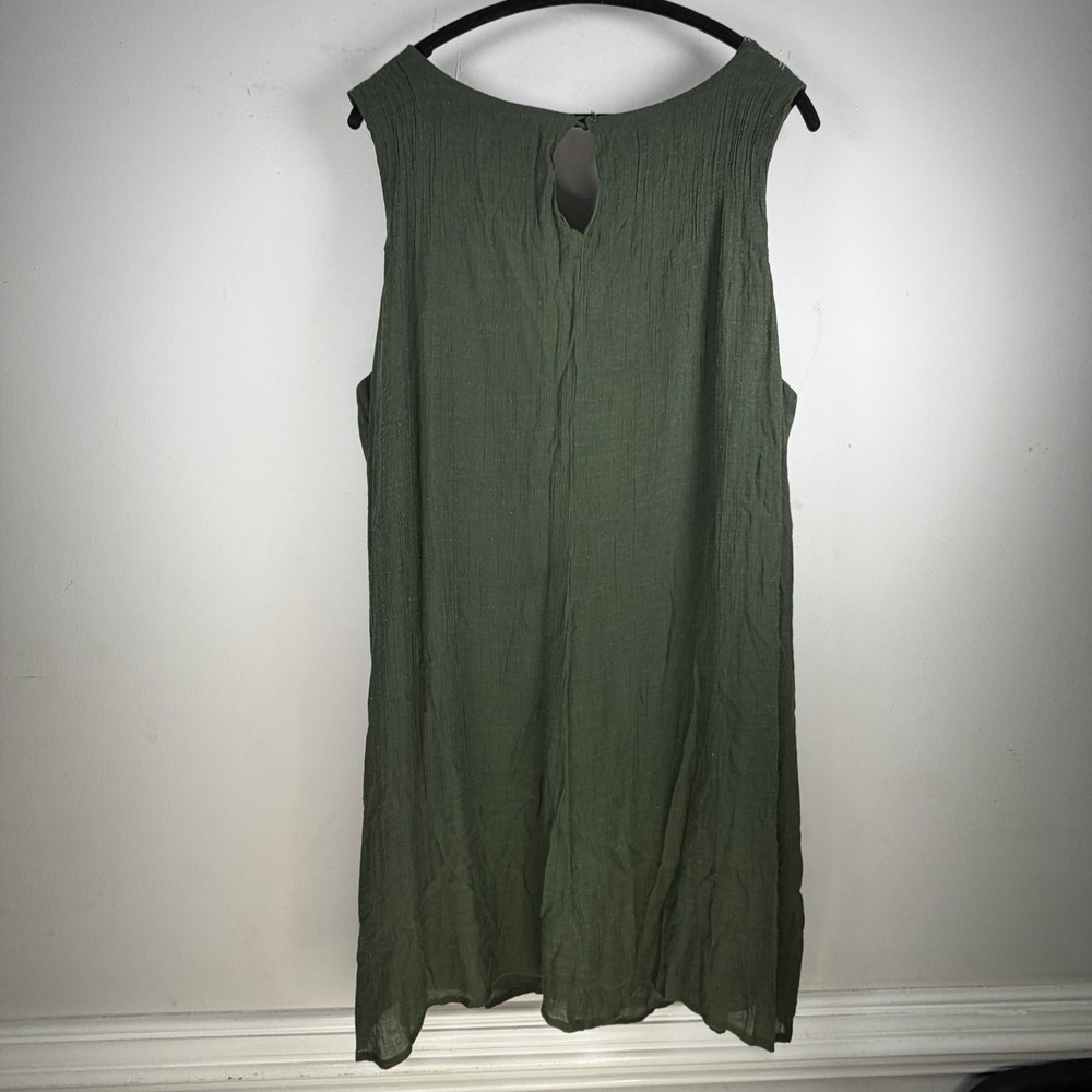 AUW MIDI Dress Floral‎ Print V Neck Embroidered Plus 3X Green Sleeveless Boho - Picture 7 of 10